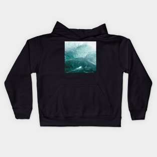 Blue Mountains Abstract Waves Kids Hoodie